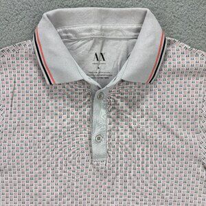 Armani Exchange Polo Shirt Mens Small S Grey Key All Over Print Collar Golf AX
